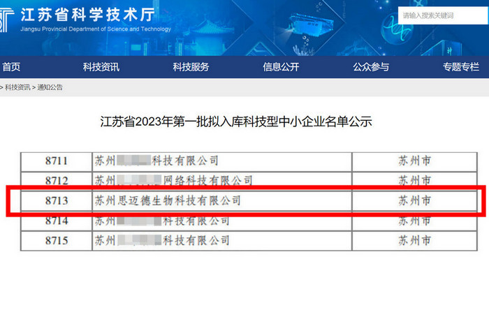 喜報(bào)！思邁德生物榮獲科技型中小企業(yè)稱(chēng)號(hào)！