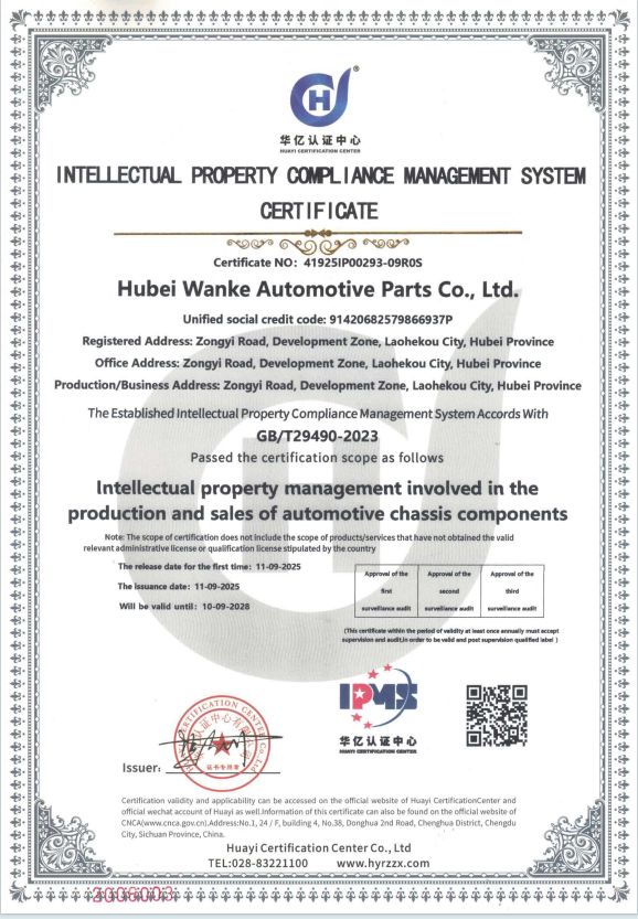 INTELLECTUAL PROPERTY COMPLIANCE MANAGEMENT SYSTEM CERTIFICATE INTELLECTUAL PROPERTY COMPLIANCE MANAGEMENT SYSTEM CERTIFICATE