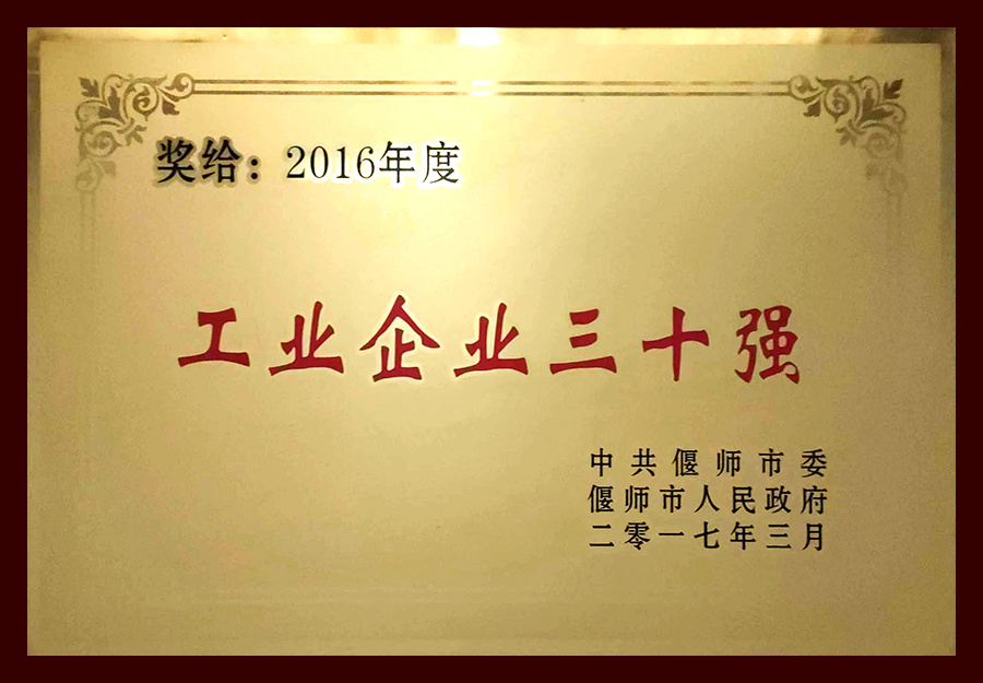 2016年度工業(yè)企業(yè)三十強(qiáng)