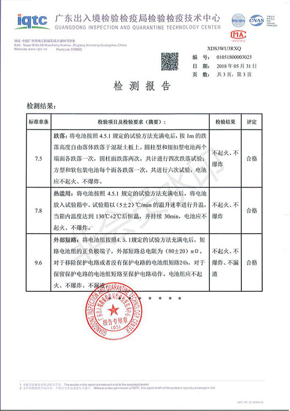 Guangdong Entry-Exit Quarantine Bureau-Test Report