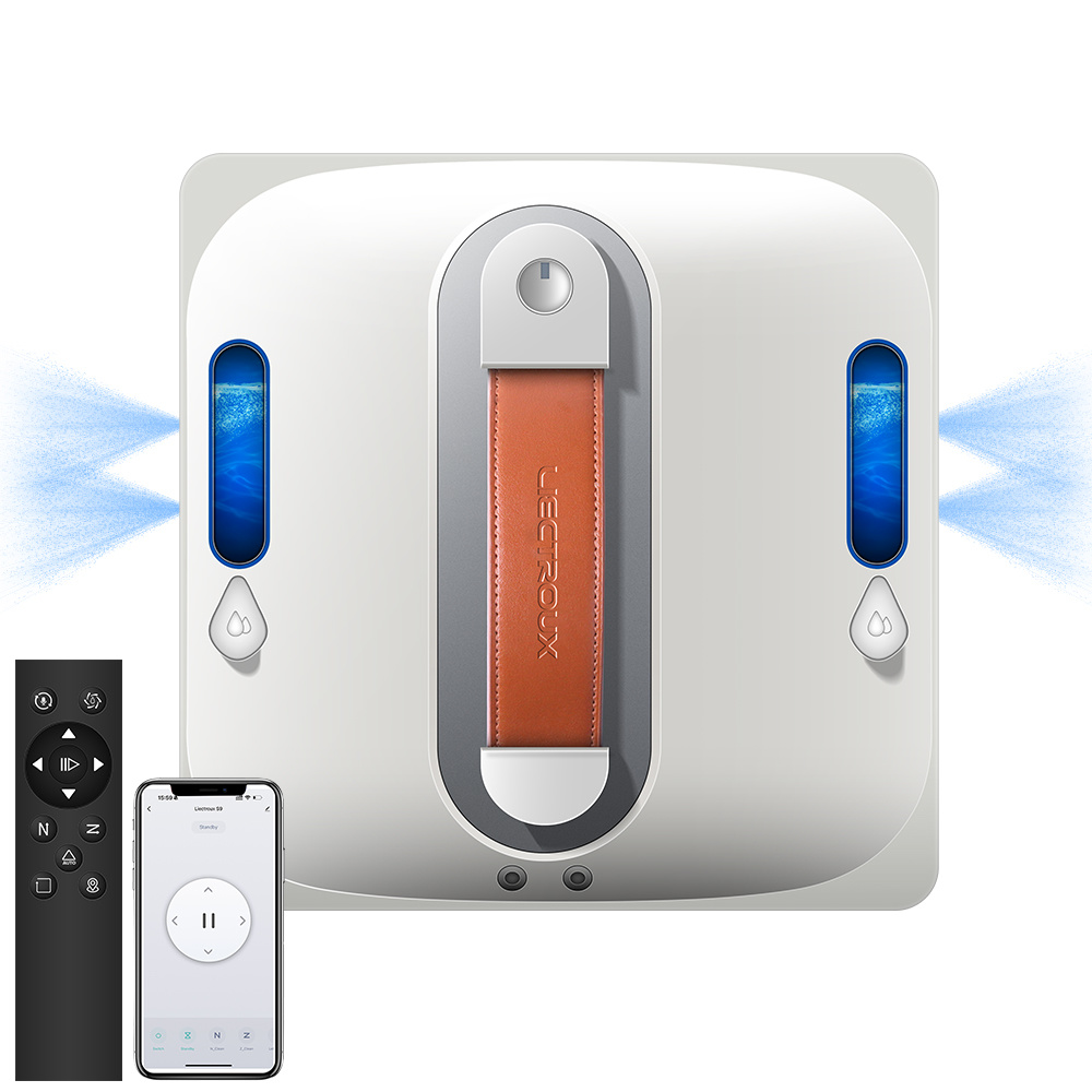 Window Cleaning Robot Liectroux S11, 4-Way Water Spray, Home Glass Floor Wall Tiles Cleaner Robot, Strong Vacuum, Smart Memory