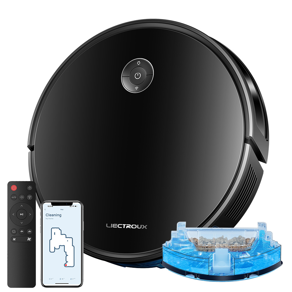1.Robot Vacuum Cleaner & Wet Mop Combo LIECTROUX C7,Smart Mapping,WiFi App,6Kpa,Brushless Motor,Ideal for Pet Hair,Carpet,Floor
