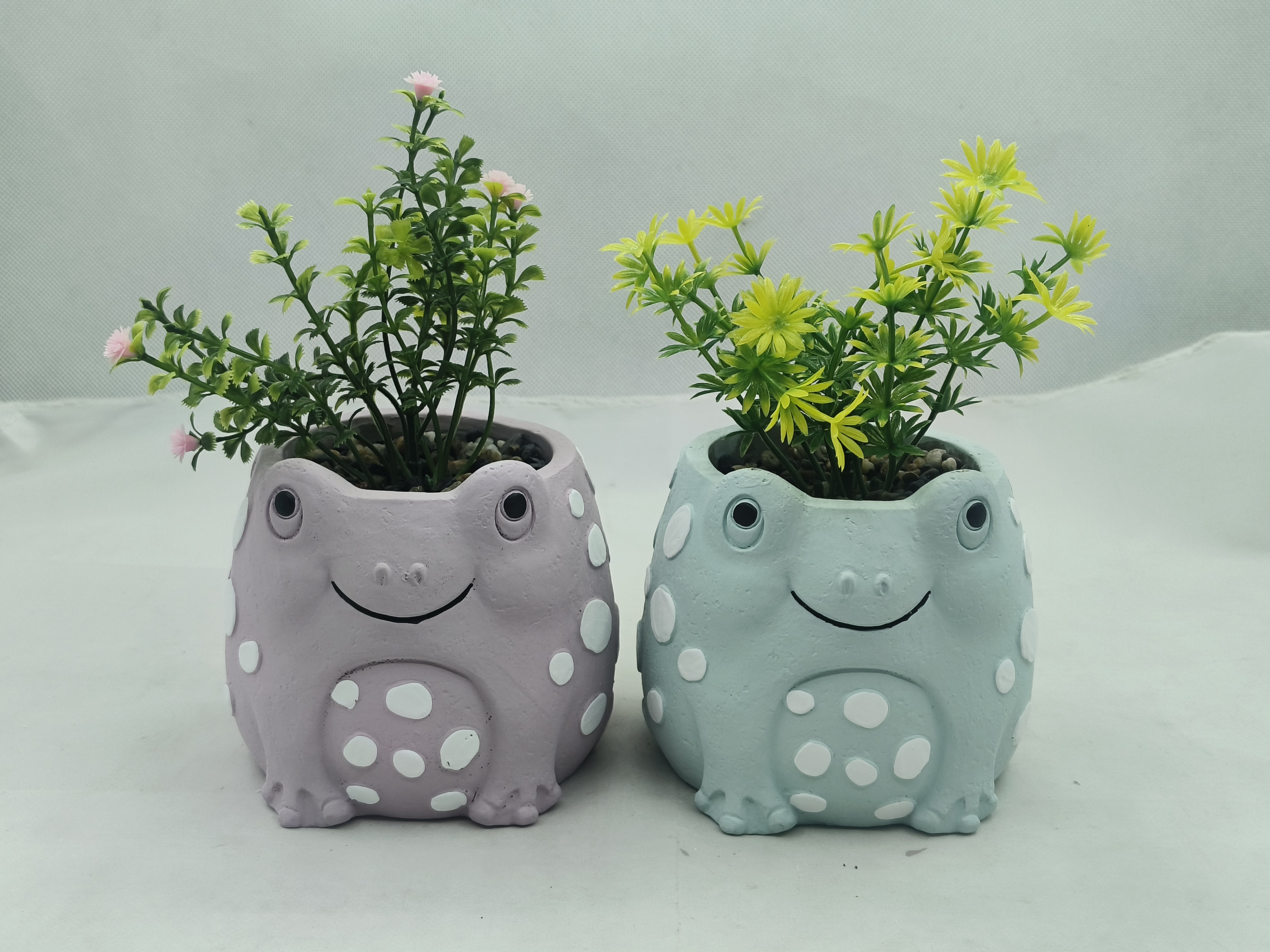 Cement Animal Vase with Plants