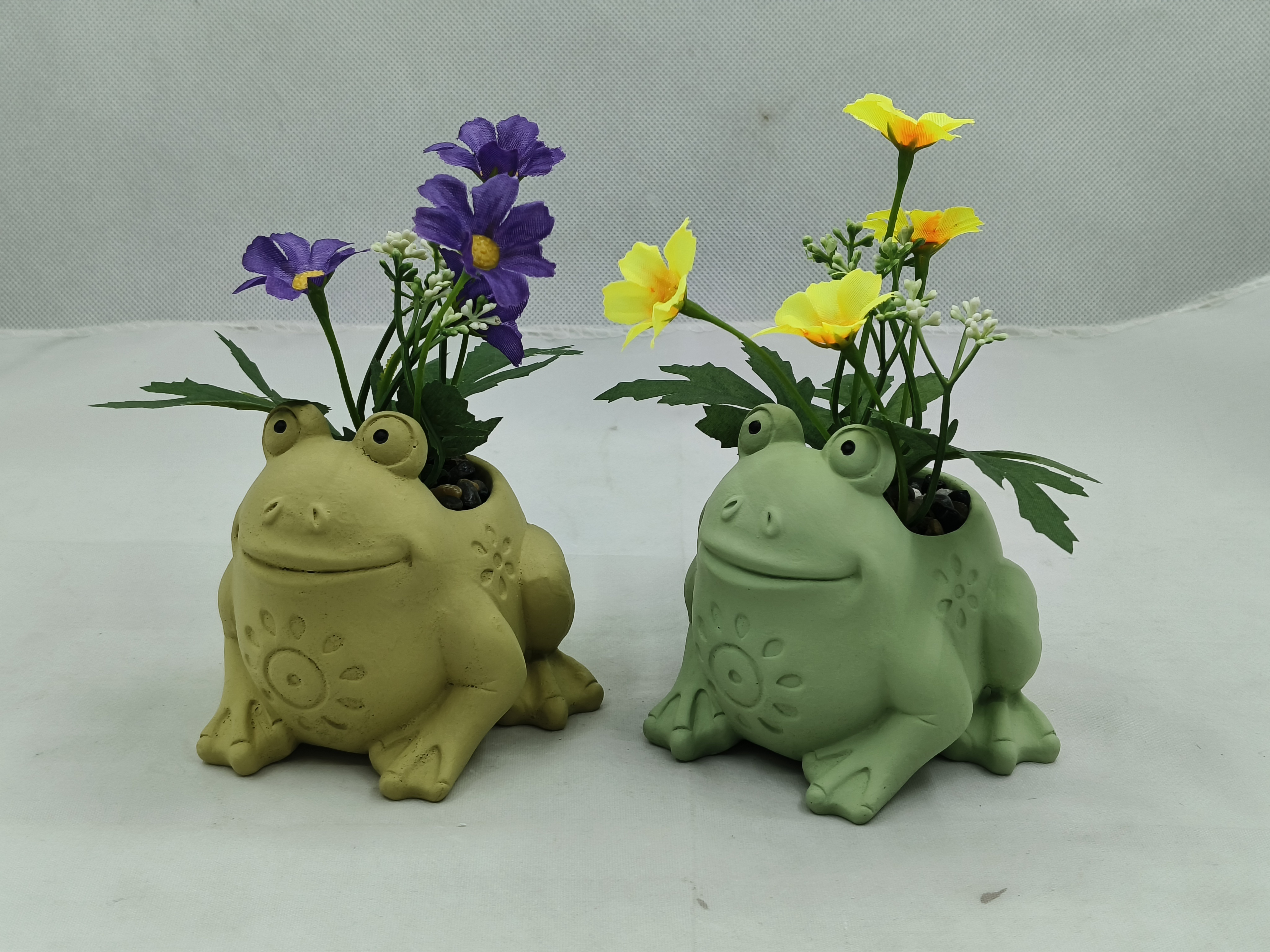Cement Animal Vase with Plants
