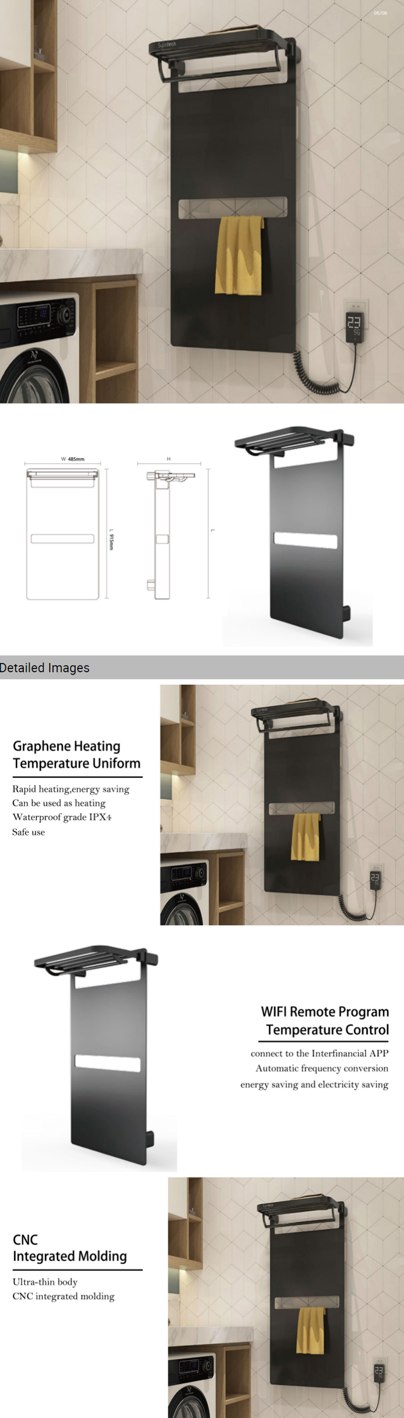 Graphene Heated Electric Towel Rack For Drying Towel
