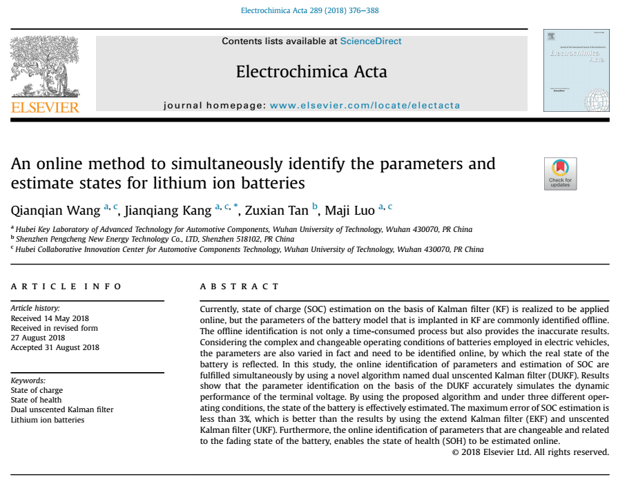 Congratulations to the research team headed by Tan Zuxian and Dr. Kang Jianqiang for publishing an academic paper on Electrochimica Acta