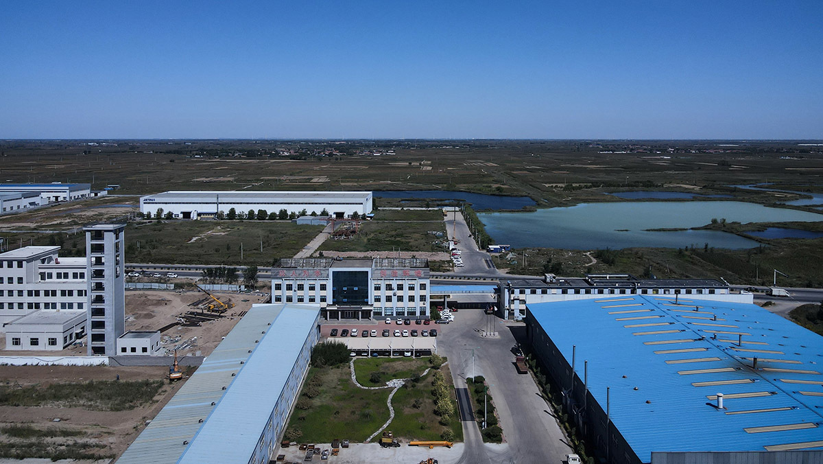 Aerial view of factory interior