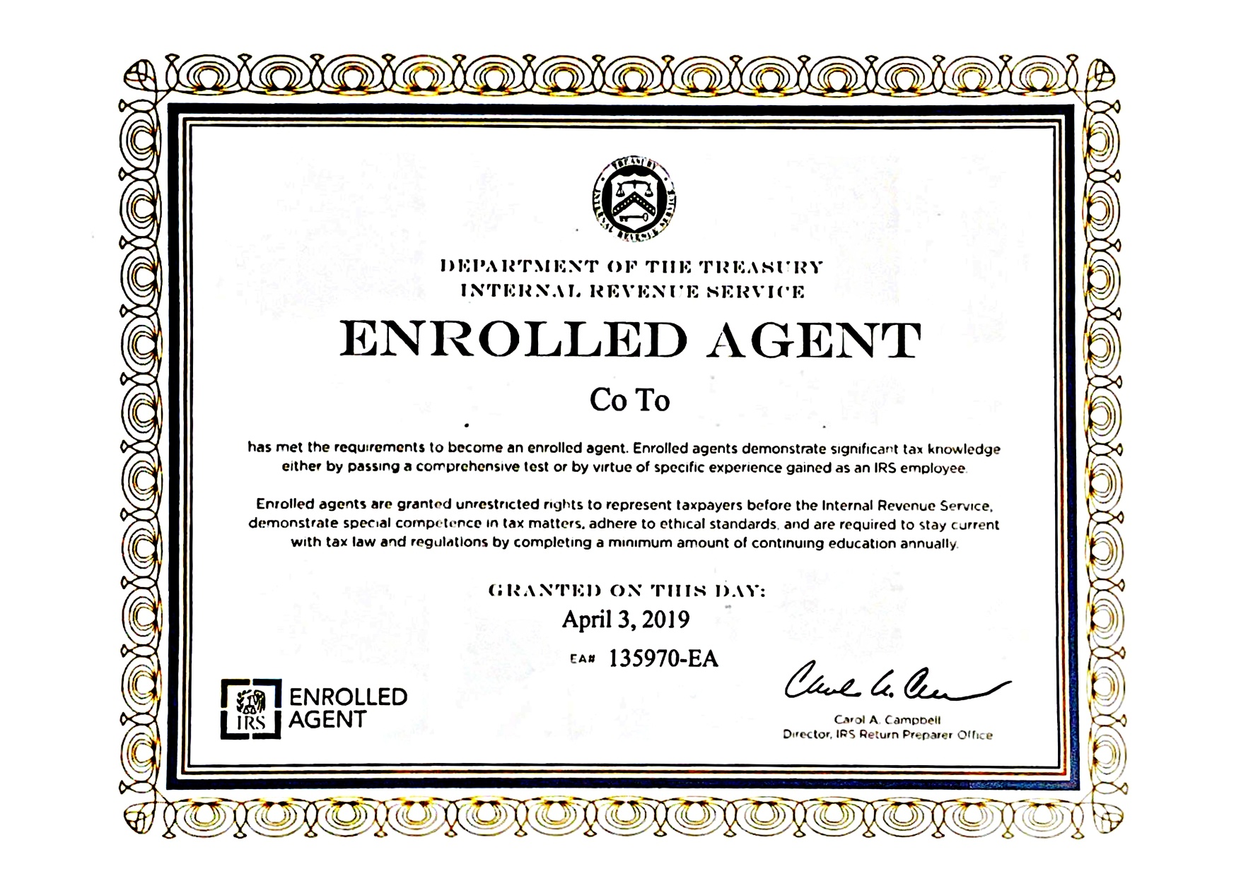 IRS Certified Tax Agent_ CO