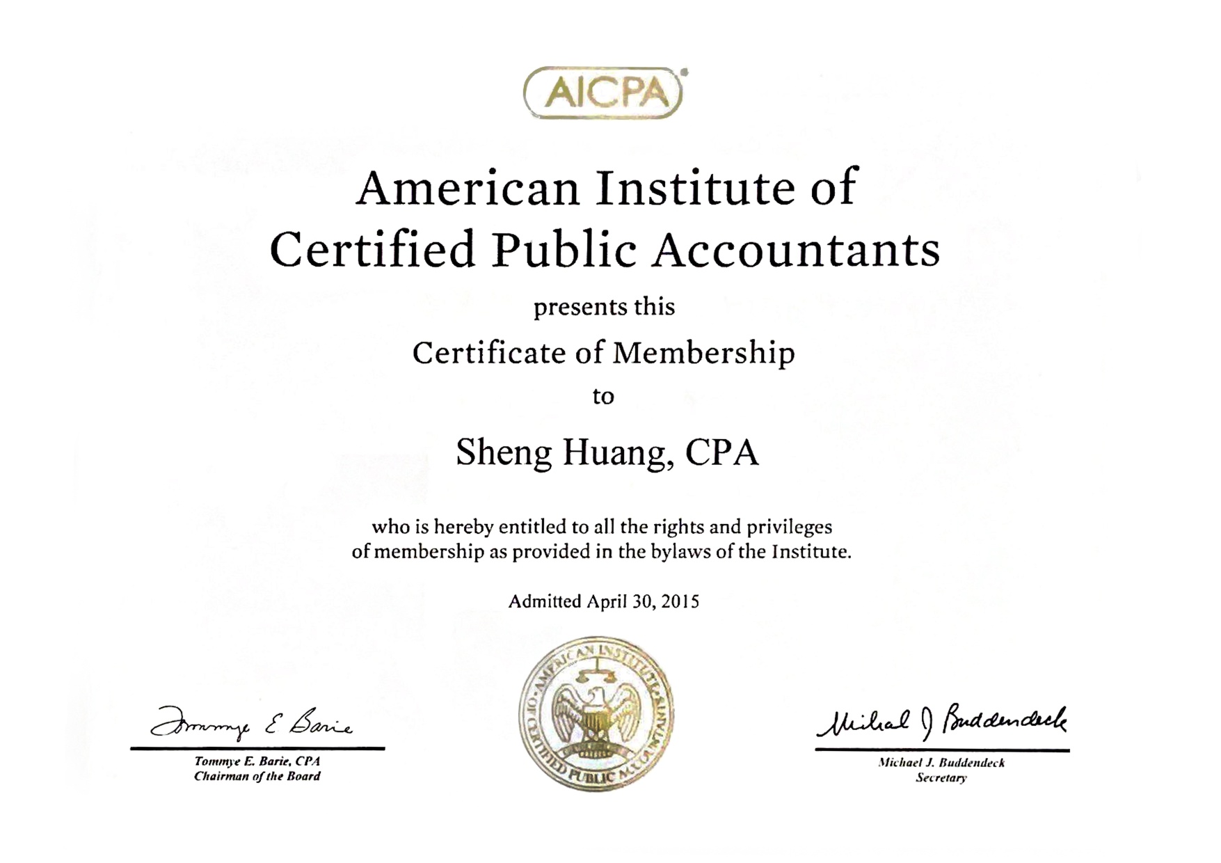 Member of the American Institute of Accountants