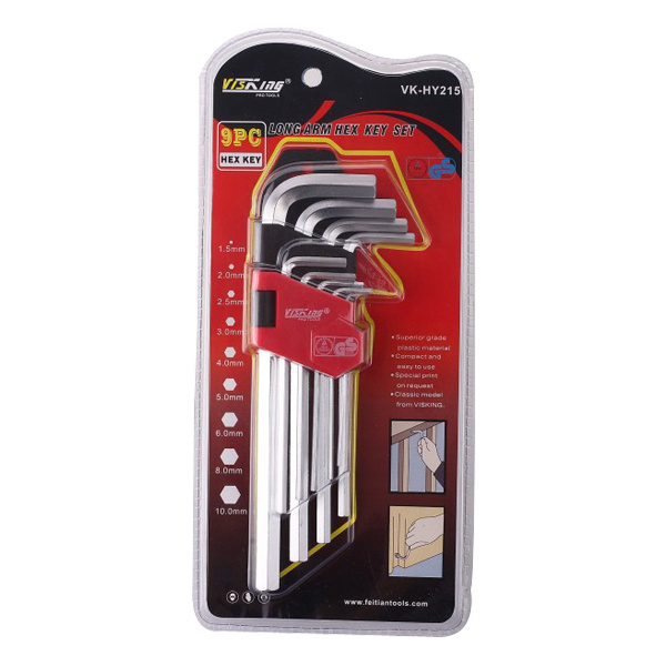 9pc Long arm  hex key set