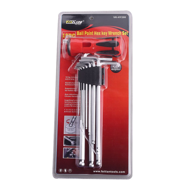 10pc Extral long arm ball point hex key  set