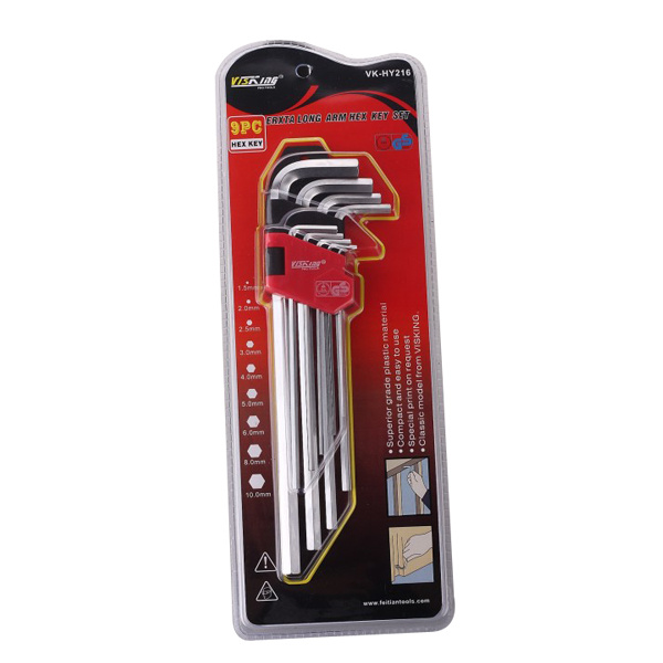 9pc Extra long arm  hex key set