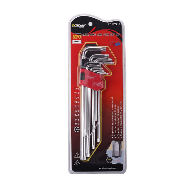 9pc Extra long arm torx key set