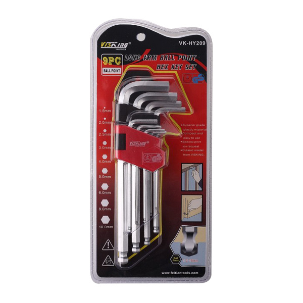9pc Long arm ball point hex key set