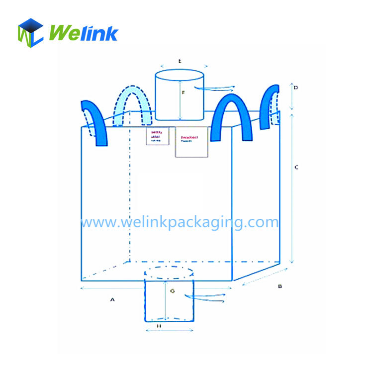 Welink cross corner big bag with top and bottom spout