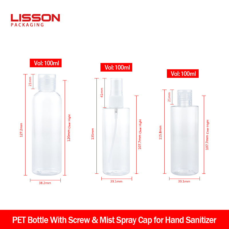 Hand Sanitizer PET Bottles with Spray Fliptop Cap