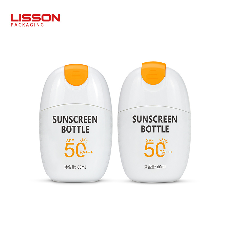 Custom Oval Plastic Cosmetic Bottle for Sunscreen