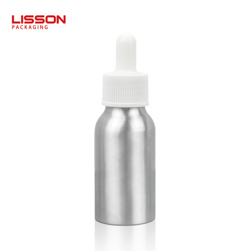 15ml 30ml 50ml Refillable Aluminium Bottle with Glass Dropper Cosmetic Bottle