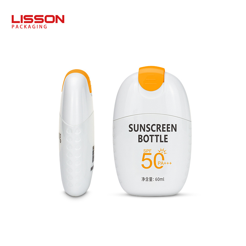 Custom Oval Plastic Cosmetic Bottle for Sunscreen