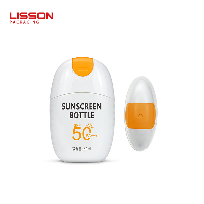 Custom Oval Plastic Cosmetic Bottle for Sunscreen