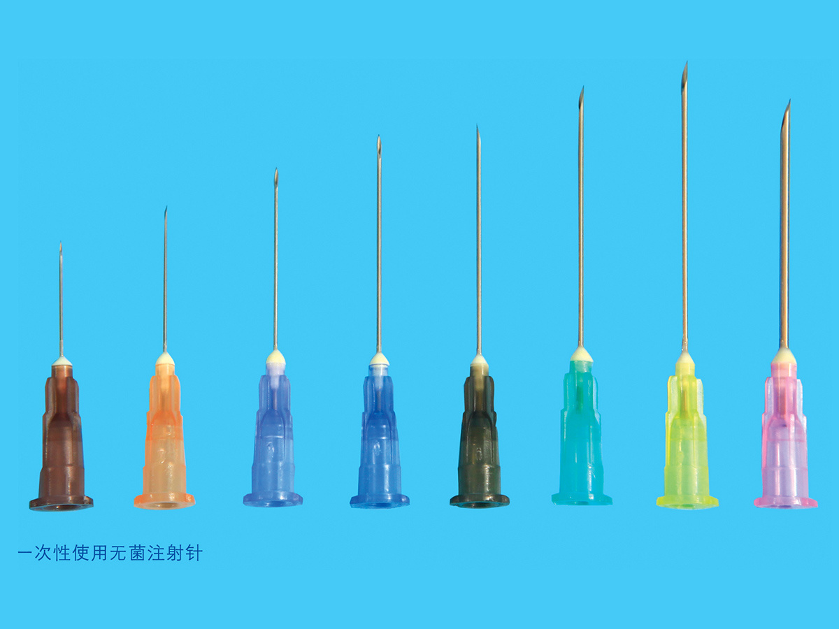 Sterile injection needle for single use