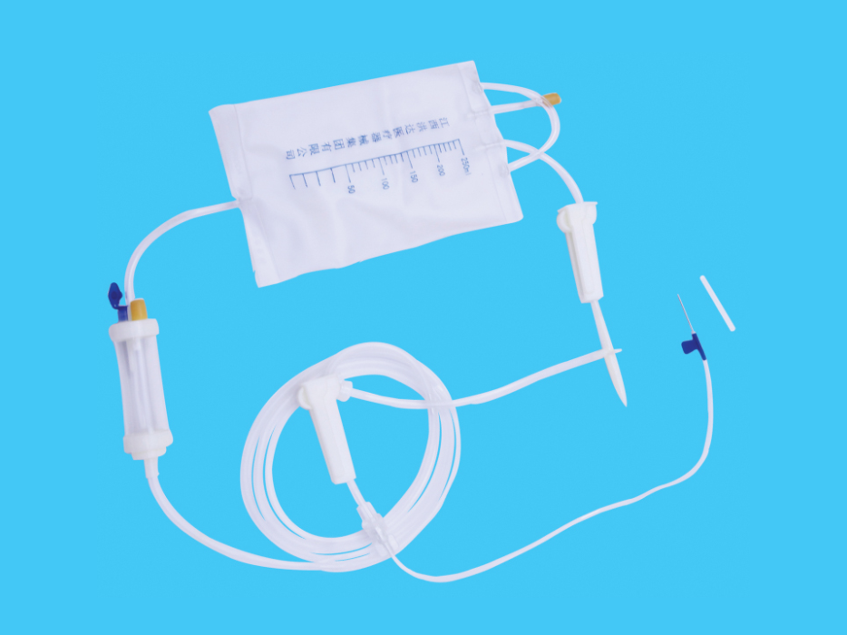 One-time use automatic liquid stop precision filter bag infusion set