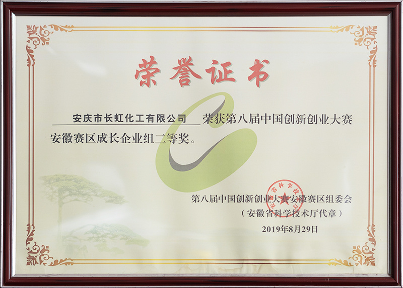 Second prize of the 8th China Innovation and Entrepreneurship Competition