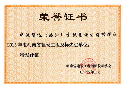2013年度河南省投標(biāo)先進(jìn)單位