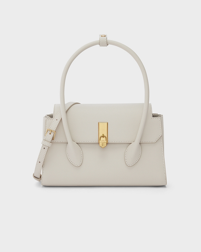 Women's metal lock handbag
