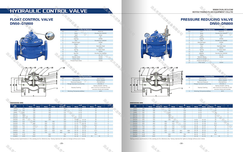 浮动控制阀和减压阀
