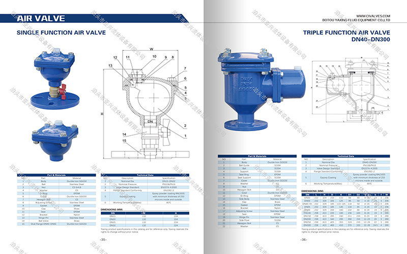 单功能空气阀和三功能空气阀