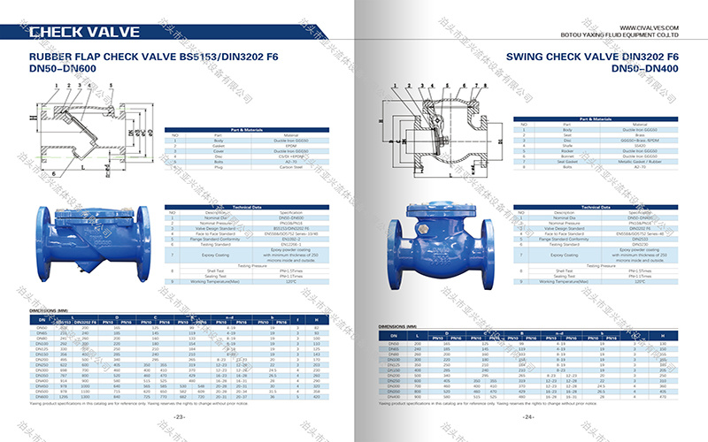 橡胶翻板止回阀BS 5153&旋启式止回阀DIN3202 F6