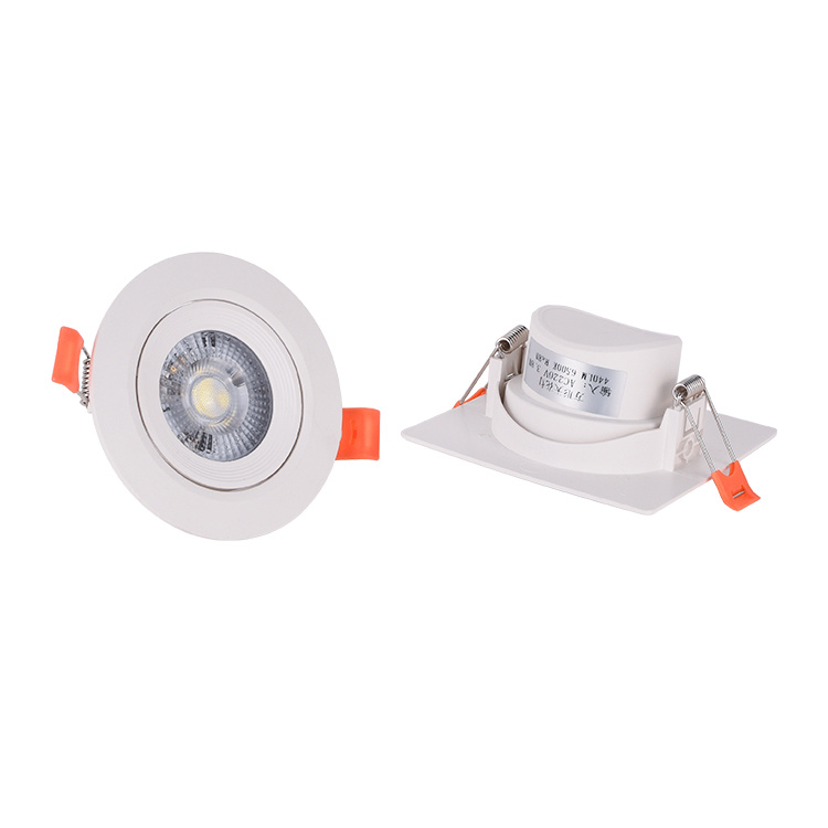 Energy Saving Indoor Home Lighting Adjustable Ceiling Recessed 3w 5w 7w  Round Square Led Downlight