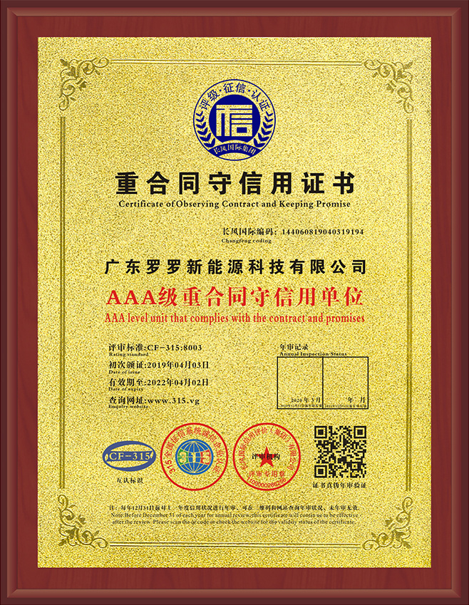 AAA级重合同守信用单位