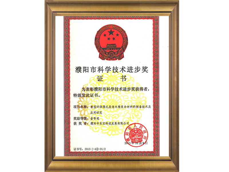 Puyang City Scientific Progress Award