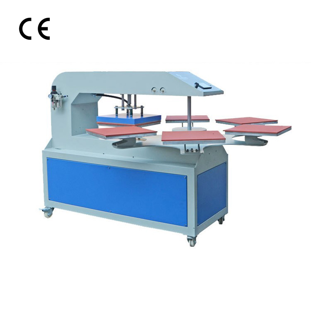 Pneumatic 6 worktable rotary heat press machine