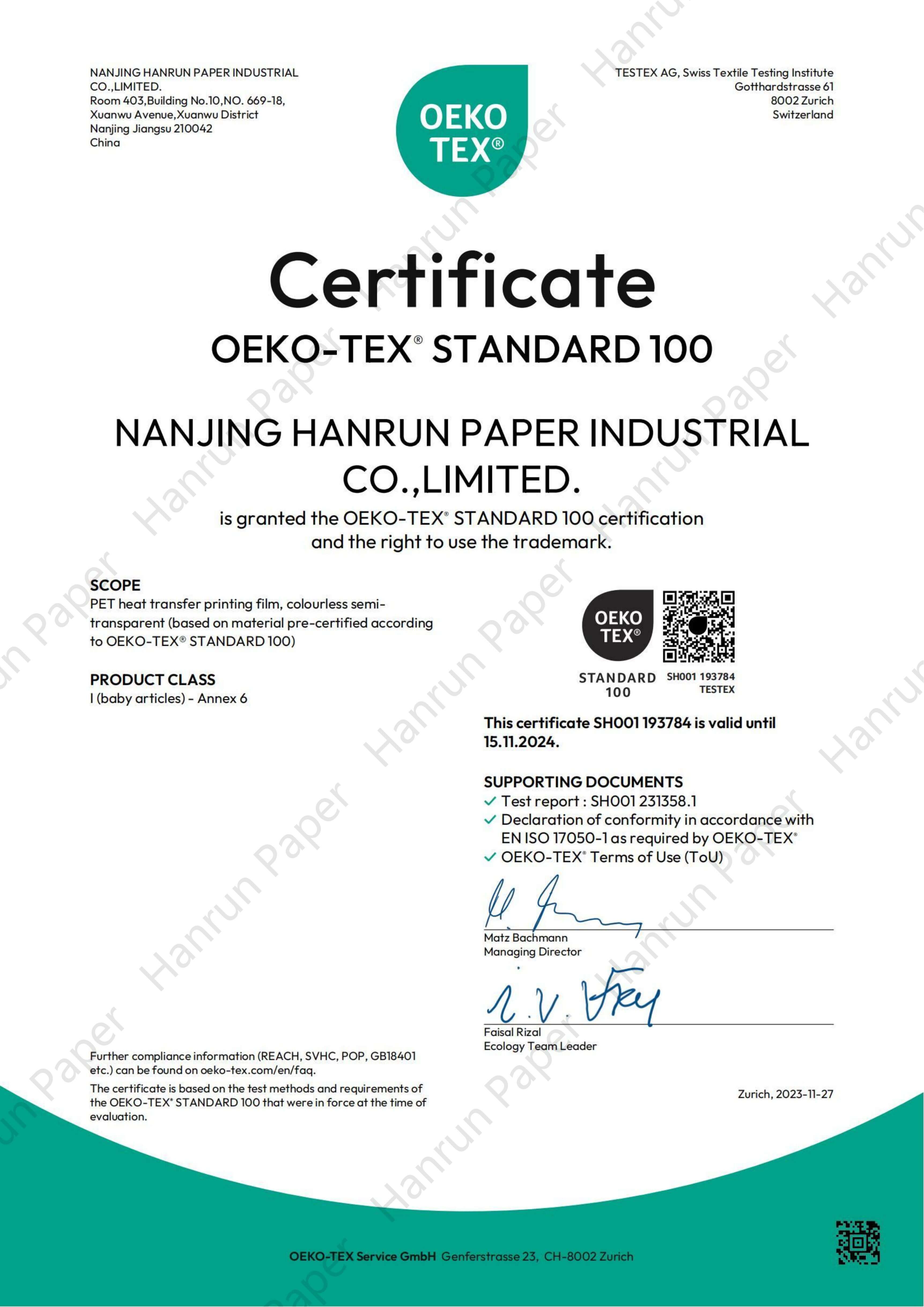 OEKO-TEX Standard100