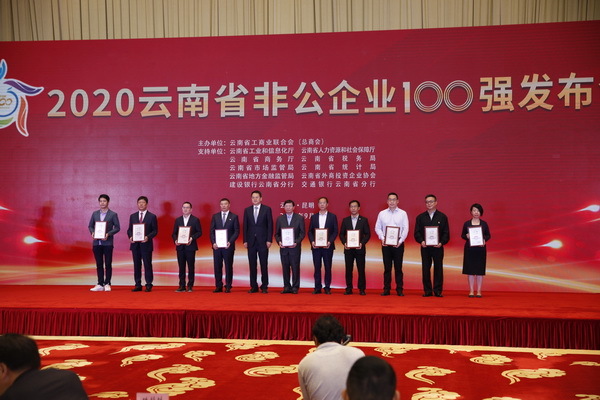 2020云南非公百强发布，尊龙凯时集团排名第17名！