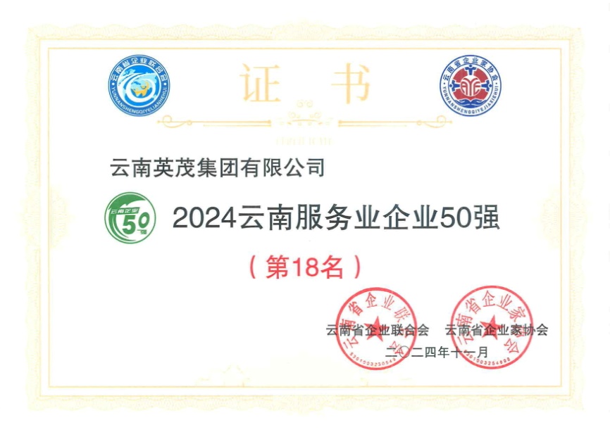 2024年云南服務業企業50強第18名.jpg
