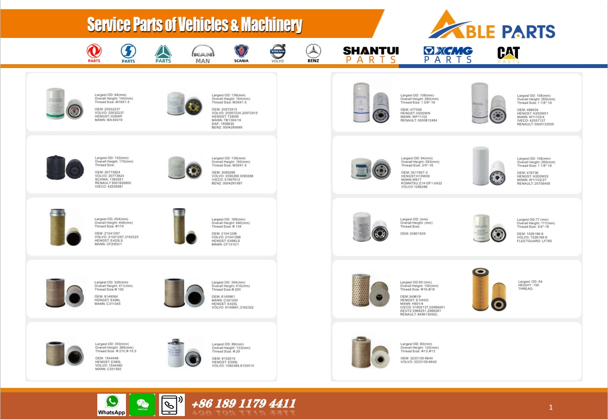 ABLE E-catalogue of automotive filter element products