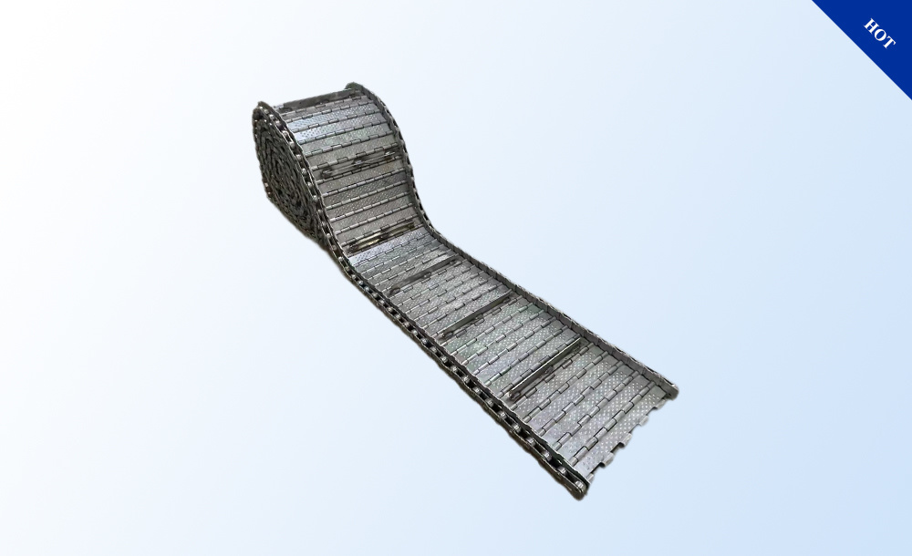 Steel hinged chip conveyor belt