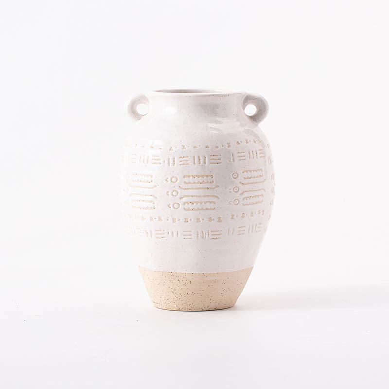 Sand-glaze isolation stripe minimalist creative flower pot