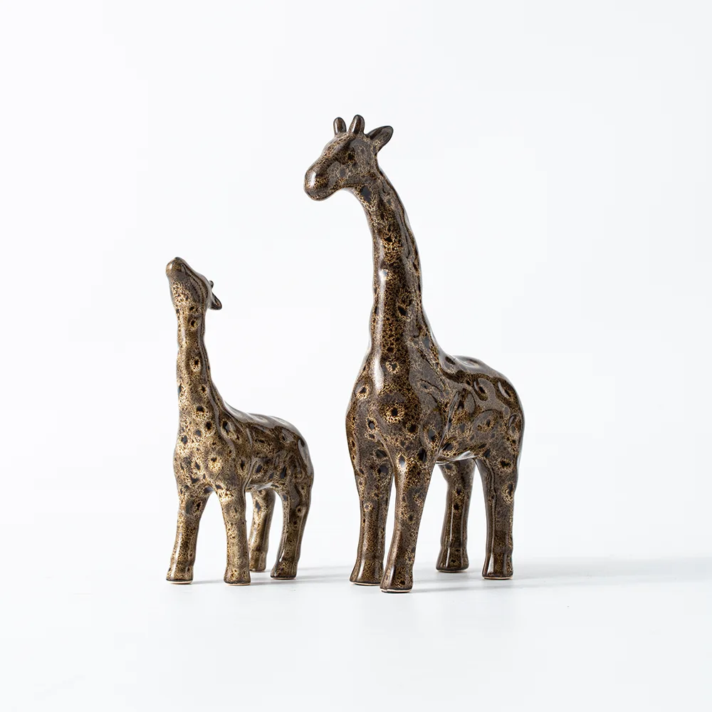 Kiln glazed giraffe art decorative ornaments