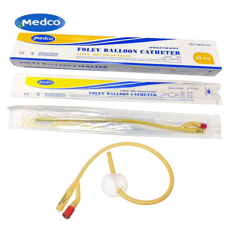 High Grade Latex Foley Balloon Catheter used for short or long term urine drainage in all sizes