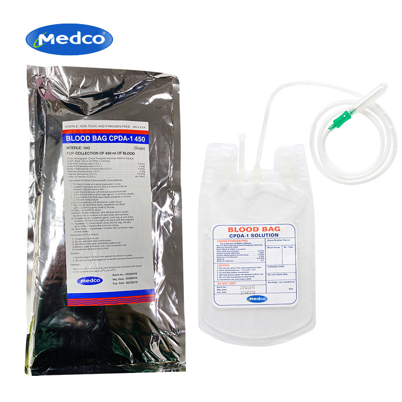 High Quality Disposable Single Blood Bag CPDA-1 450 Blood Collection Bag