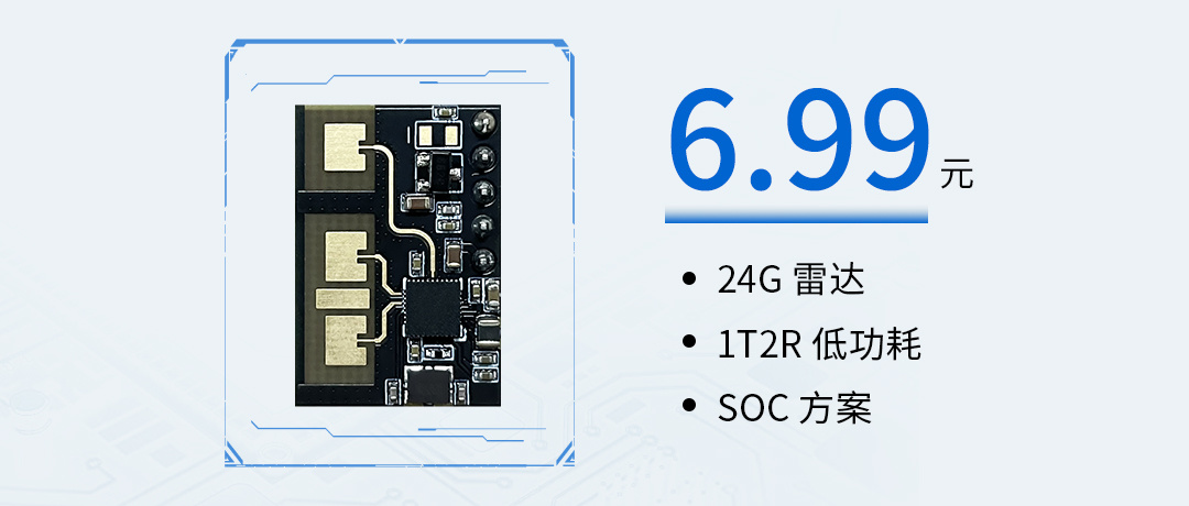 重磅发布 | 6.99元：24G雷达模组 1T2R 低功耗 SOC方案