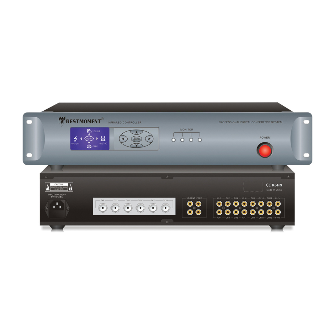 Full digital infrared language distribution system-Full digital 16-channel infrared transmitter host RX-M1016XP
