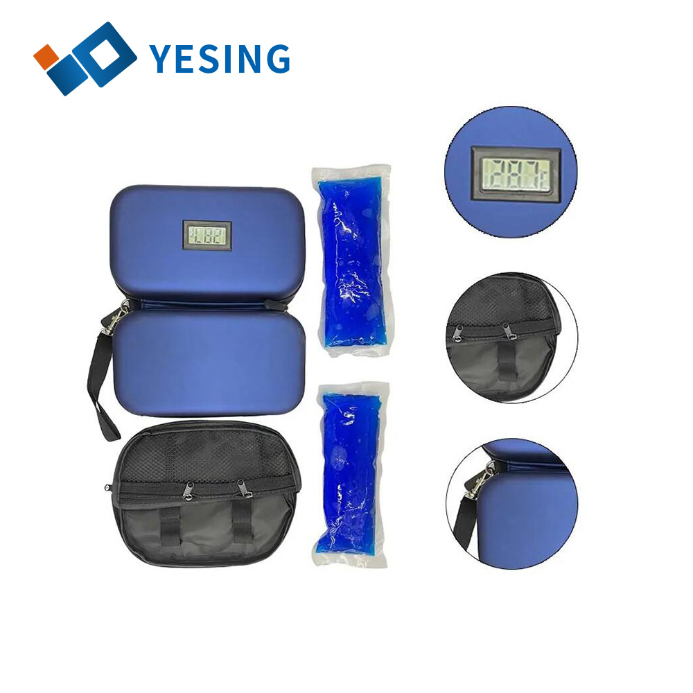 Yesing供应商胰岛素冷却袋，配备2个PE冰胶，用于胰岛素笔带温度显示的糖尿病胰岛素冷却器行李箱