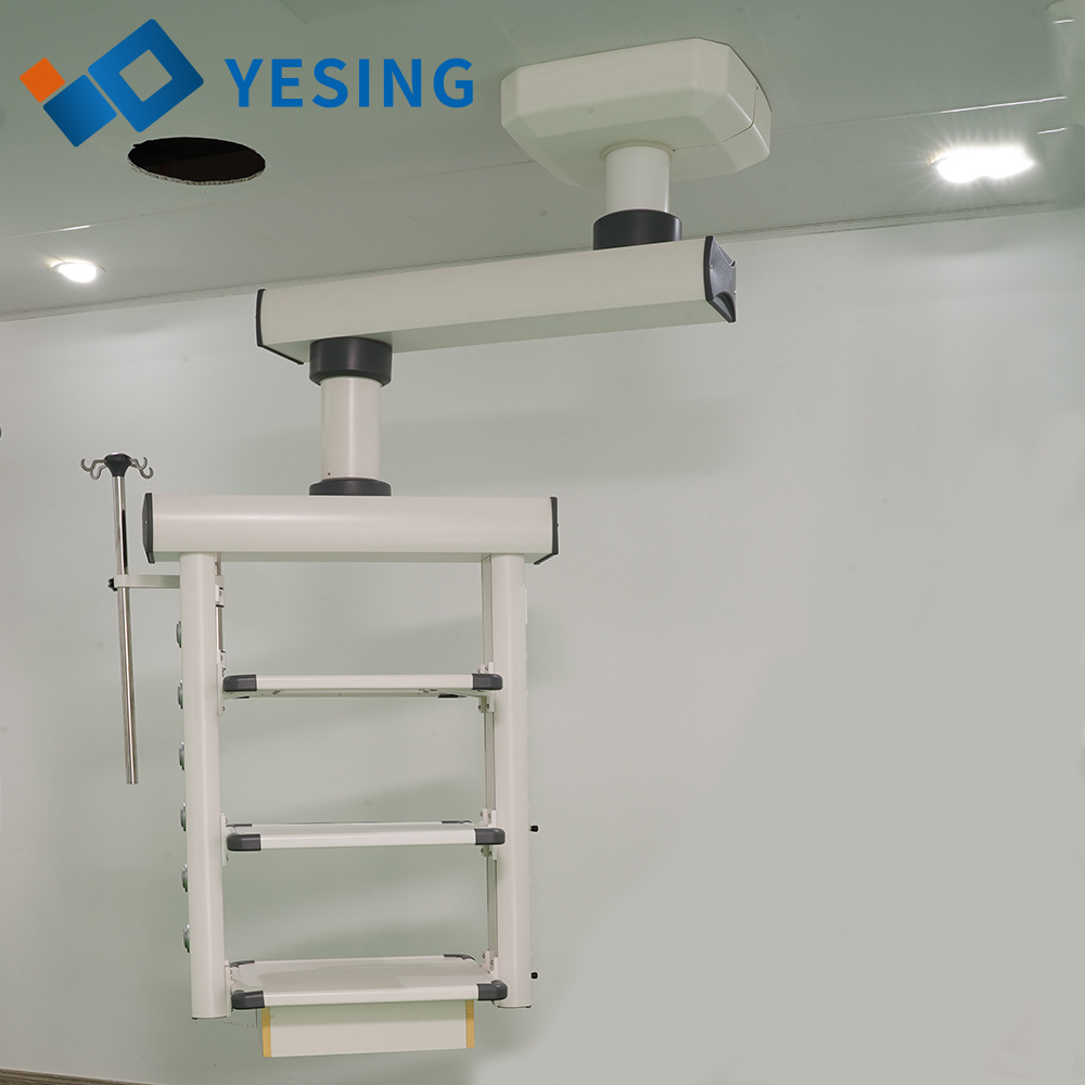 Yesing Distributor Hospital Operating Theater Cavity Mirror Pendant Single Arm ICU Ceiling Hanging Tower with 3 Platforms