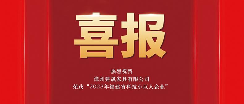 喜报丨建晟家具荣获2023年福建省科技小巨人企业